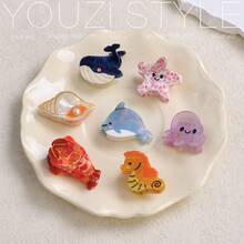 Cute Ocean Series Acetate Hair Clips Conch Octopus Seahorse Whale Sweet Bangs Clips Side Clips Small Hair Claw - Dolphin - View 3
