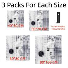 Travel Vacuum Bags With Portable Electric Pump, 12 Combo (3XL/3L/3M/3S) Compression Packing Seal Cubes For Clothing Suitcase Luggage Organizer, Space Saver Clothes Storage Bags - 黑與白 - 查看 10