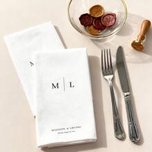 15-100pcs Personalized Guest Towels Linen Texture Party Napkins Wedding Anniversary Bridal Shower Cocktail - Rectangle - View 3