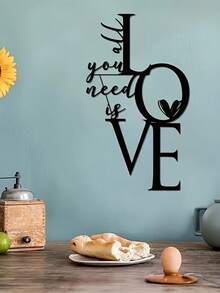 1pc 2D Metal Wall Decor, Love Is Everything Metal Wall Art, Valentine's Day Gift, Couple's Iron Craft, Perfect For Room Decoration