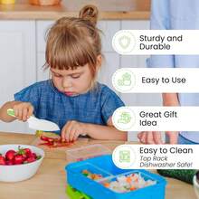 Set di coltelli per bambini da 3 a 10 anni - Set di giocattoli da cucina Montessori con coltelli in plastica e tagliere, giocattoli da cucina per bambini e bambine, colore casuale - Multicolore - Visualizzare 5