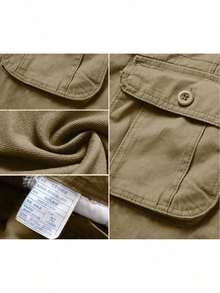 Pantalón de exterior informal y versátil Corte relajado, múltiples bolsillos - Amarillo claro - Ver 7