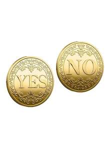 1pc Gold/Silver Metal "Yes/No" Decision Coin, 3D Lucky Coin, Magic Coin, Divination Coin