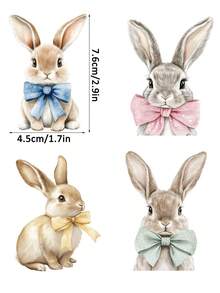 2 Sheets Easter Spring Bunny Rabbit Bow DIY UV DTF Rub On Transfer Stickers Crafts, Junk Journal, Tumbler Glass Jars, Coffee Mugs Cup Wraps, Bottles Vase, Laptops Phone Cases, Greeting Cards Decal Stickers, Illustration, Scrapbooking, Ornament Transfer Stickers, Home Decor, 7.6cm - Multicolor - View 4