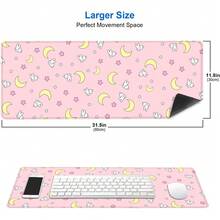 IMAYONDIA Pink Kawaii Desk Pad, Cute Moon Bunny Desk Mat Computer Pad Desktop,Laptop Protector Aesthetic Anime Mousepad Writing Pad For Office Home School,Large Gaming Mouse Pad Tarot Mat,. X . - Xoáy đen trắng - Xem 2
