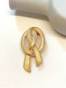 1pc Fashionable Minimalist Asymmetrical Bow Brooch, Women's Suit Accessory, Clothing Collar Pin, Jewelry Gift - Yellow - View 6