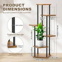 6 Tier Wood Tall Plant Stand Metal Rack Indoor, Multiple Flower Pot Holder Shelves Corner Rack, Planter Shelf Display Rack Storage Organizer Patio Living Room Balcony GardenWhite Oak - 6 Tingkat, Hitam - View 3