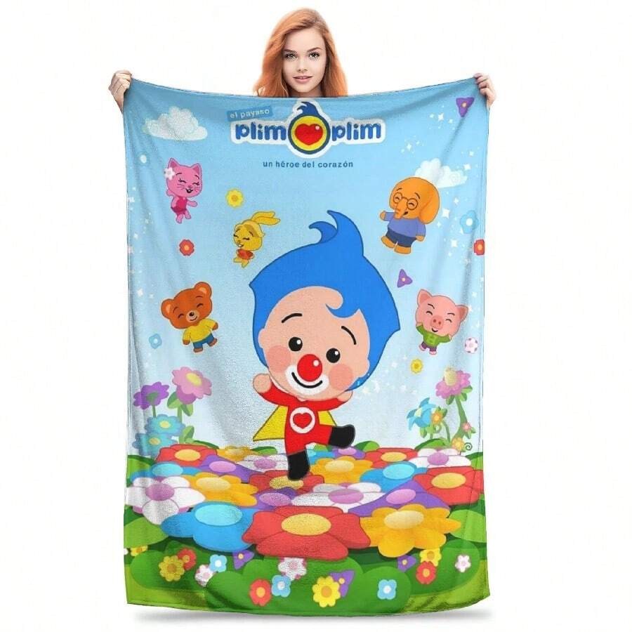 Clown Plims Blanket Lightweight Flannel Sofa Throw Blanket For Couch Bedding Outdoor Throws Bedspread Quilt2.Jpg - 白色 - 查看 1