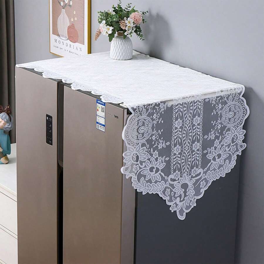 1pc Elegant Floral Refrigerator Cover, Dust-Proof And Easy To Clean, Fits Single/Double Door Refrigerator, Washing Machine, Fan, 170*70 Cm