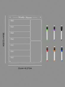 1 Stück löschbare Acryl Kühlschrankdekoration Magnetische Memo Tafel, transparente magnetische Trocken Abwisch To-Do Liste Whiteboard, Wöchentlicher Mahlzeitenplaner Schreibtafel für die Küche, inklusive 6 magnetische Whiteboard Marker - Verschiedenfarbig - Übersicht 11