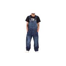 Denim Overalls With Fitted Pockets And Adjustable Suspenders - Biru tua + 4XL - View 1