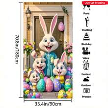 1PC,2d Flat, Easter Bunny Background Banner, Polyester Fabric, Rabbit Family, Easter Egg And Flower Decoration, Used For Easter Party Decoration, Children's Party, Birthday, Spring Decoration, Festival Party, Anniversary, Party Celebration, Entrance Porch, Home/Garden/Indoor/Outdoor Decoration, Wall Decoration, Photography Background Props, Easter Background Cloth, Party Decoration Supplies