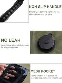 1个5加仑/20升便携式露营淋浴袋 | 可拆卸软管，方便携带 | 带开关淋浴喷头 | 旅行淋浴 | 适用于海滩、徒步旅行、露营、户外活动的便携式淋浴 - 彩色 - 查看 6