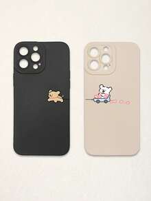 Bộ 2 ốp lưng điện thoại hình cặp cún dễ thương chủ đề Valentine, màu đen và be, chất liệu silicon mờ chống sốc, bảo vệ ống kính, hình trái tim, hình chó, phụ kiện dùng hàng ngày và làm quà tặng, ốp lưng đồng bộ, phụ kiện quà tặng, tương thích với iPhone - Nhiều màu - Xem 39