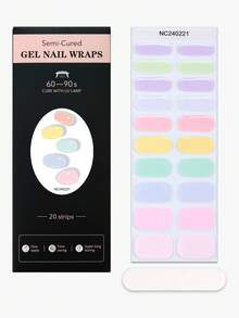 20 miếng dán móng tay gel bán khô màu Macaron, - Bộ móng tay gel UV nhiều màu sắc mùa xuân/hè, dễ dán, cần đèn UV - Miếng dán móng tay phù hợp cho các buổi hẹn hò, tiệc tùng và tự làm móng tại nhà. - Nhiều màu - Xem 3