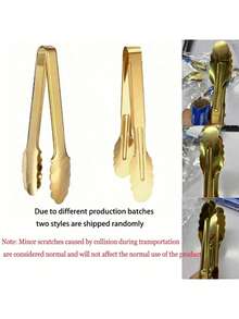 1pc Gold Household Food Clip, Kitchen And Restaurant Baking Bread Clip, Multifunctional Barbecue Clip, Steak Clip, Easy To Grip Design - Suitable For Buffet And Party Kitchen Small Tools
