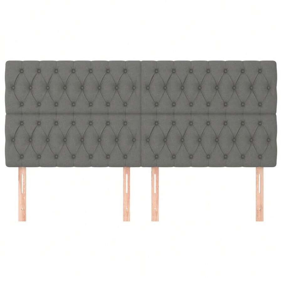vidaXL Kopfteil Dunkelgrau 180 x 7 x 118/128 cm Stoff - Grau - Übersicht 1
