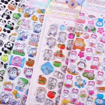Pegatinas 3D lindas con temas de panda y conejo, pegatinas de dibujos animados de animales con relieve transparente, pegatinas lindas DIY para fundas de teléfonos móviles, suministros de arte y escolares, características del nuevo período, pegatinas para planificadores, pegatinas decorativas para fundas de teléfonos móviles, pegatinas para portátiles y tazas