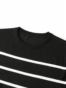 Áo len nam tay ngắn kẻ sọc mùa hè GRDR, thích hợp cho các buổi gặp gỡ và ăn uống mùa hè. - màu đen - Xem 8