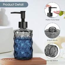 Topsky Glass Soap Dispenser With Plastic Pump, 330ml Liquid Hand Soap Dispenser, Rustproof Pump For Kitchen & Bathroom, Great For Lotions, Essential Oil, Liquid Soaps Clear Black - 鑽石般清澈的黑色 - 查看 4