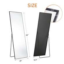 Gianna 65x24 High - Quality Full Length Mirror, Aluminum Alloy Frame Ensures Stability, Standing Design Bedroom, Black - 預設 - 查看 9