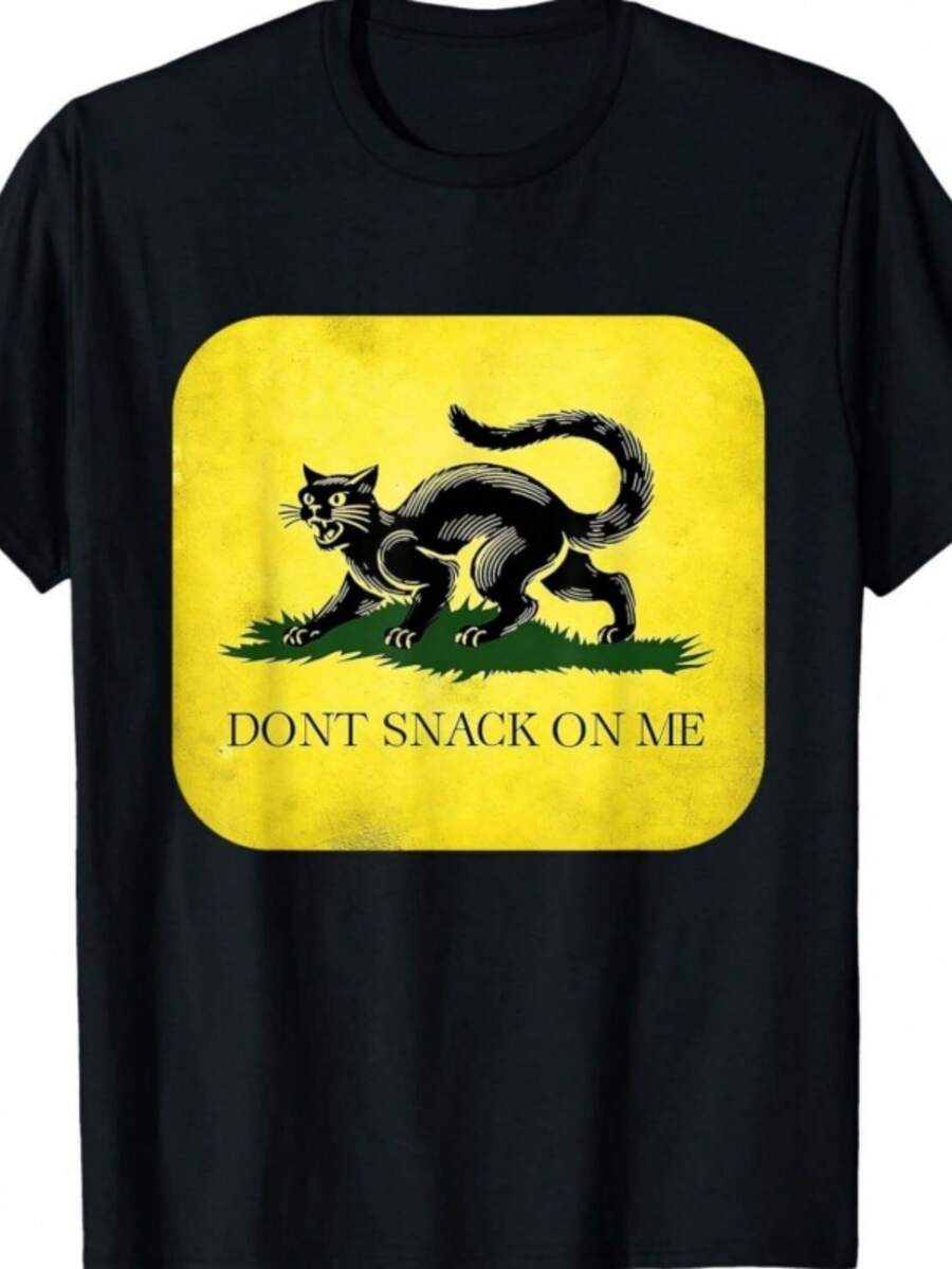 Don't Snack on Me Funny Cats Dogs Pet T-Shirt - Negro - Ver 1