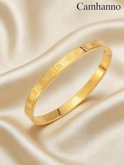 Camhanno 3/1pc Elegant & Refined Stainless Steel Bracelets For Women - Sleek Mixed Texture Design + Smooth Detail Accents, Ideal For Romantic Dating Scenarios, Soft Visual Effect Enhances Your Feminine Grace, Comfortable To Wear Without Irritation, Easy To Match With Feminine Dresses Or Blouses, Creates An Approachable & Stylish Vibe On Intimate Dates