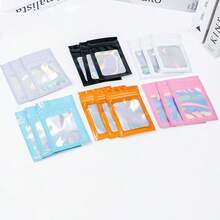 100pcs Transparent Window Jewelry Bags, Gradient Color Jewelry Sealed Bags, Reusable, Dust-Proof And Anti-Oxidation, Suitable For Rings, Earrings, Necklaces, Pendants And Other Jewelry, Jewelry Accessory Storage, Household Essential, Holiday Gift , Makeup Room Decor - Multicolor - View 2