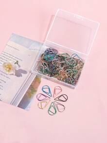 100pcs/Box Heart-Shaped Water Drop Metal Clips, Creative Office Desktop Paper Storage Metal Clips, Stylish Study Supplies, Valentine's Day Card Decorations - Sets - View 7