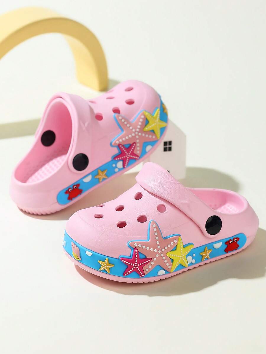 1 Pair Kids Starfish Pattern Breathable Sandals, Fashion Versatile, Lightweight & Comfortable, Suitable For Toddlers & Little Kids, Boys & Girls, Daily Casual And Outdoor Activities, Beach Shoes, Water-Friendly - Pink - View 1
