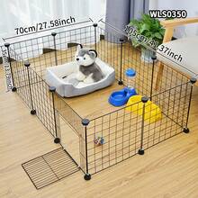 Modular Iron Wire Mesh Pet Fence, Easy Assembly Indoor Cat/Rabbit/Dog Enclosure, Anti-Escape Barrier