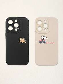 Bộ 2 ốp lưng điện thoại hình cặp cún dễ thương chủ đề Valentine, màu đen và be, chất liệu silicon mờ chống sốc, bảo vệ ống kính, hình trái tim, hình chó, phụ kiện dùng hàng ngày và làm quà tặng, ốp lưng đồng bộ, phụ kiện quà tặng, tương thích với iPhone - Nhiều màu - Xem 55
