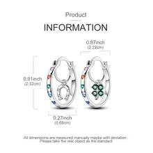 Khuyên tai vòng bất đối xứng - Mạ bạc với đá Zirconia sáng bóng, thiết kế mặt trời và mặt trăng, mang ý nghĩa may mắn. - màu xanh lá - Xem 3