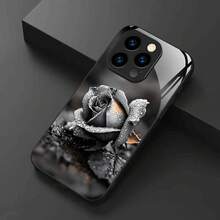 Funda de teléfono de vidrio templado premium rosa para iPhone 16/16 Plus/16 Pro/16 Pro Max/15/15 Plus/15 Pro/15 Pro Max/14/14 Plus/14 Pro/14 Pro Max/13/13 Pro/13 Mini/12/12 Pro/12 mini/11/11 Pro Max/X/XS/XR/XS Max/7/40 - Funda protectora de negocios moderna y sencilla para mujeres - Colores mixtos - Ver 12