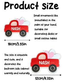 个性化情人节汽车亚克力挂饰，可定制名字，可爱爱心卡车设计，爱情主题悬挂装饰，适合儿童、家庭、2026年情人节礼物、温馨婴儿房家居装饰、周年纪念纪念品、派对装饰品，可定制文字，节日展示，个性化情人节挂饰 - 彩色 - 查看 2