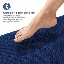 Thick Memory Foam Bath Mat Rug 47x20, Extra Soft Absorbent Bathroom Rug, Quick Dry Bath Mats, Non-Slip, Machine Washable Carpet For Bathroom, Tub And Shower, Home Decor Accessories, Navy - Navy - View 3