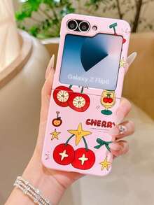 1pc Fashionable Minimalist Skin-Friendly PC Material Cute Tomato Star Element Foldable Phone Case, Protective And Anti-Drop, Compatible With Samsung Galaxy Zflip 3/Zflip 4/Zflip 5/Zflip 6/Zflip 7/ Razr 50 Ultra/ Razr 60 Ultra/ Razr 60/ Rolla Razr 50/Galaxy Z Flip7 FE - Pink - View 7