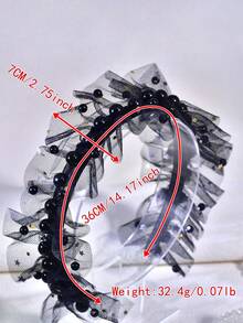 1pc Minimalist Everyday Wear Pearl Headband, Handmade Pearl Hair Accessory, Suitable For Women Head Accessories - Black - View 5