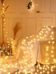 1 pezzo Luci a stringa a LED bianche a forma di pallina alimentate via USB 1,5/3/4,5/6m, luci decorative per interni, luci a stringa a LED per decorazione parete camera da letto, 8 modalità lampeggianti, adatte per decorazione matrimonio, decorazione festa di compleanno, decorazione tenda da campeggio, luci decorative per esterni, decorazione giardino, decorazione cortile, luci a stringa per decorazione albero di Natale - Bianco - Visualizzare 9