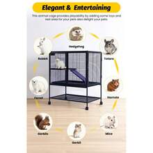 Jaula de Metal para Mascotas Pequeñas, Jaula Multinivel para Hurones y Mascotas Pequeñas, Diseño Espacioso Multinivel, Estructura Segura y Duradera, Fácil de Limpiar y Mantener, con Almacenamiento y Buena Ventilación - 30x20x36 pulgadas - Ver 3