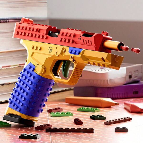 DIY Building Block Gun Toy Handcrafted Launcher Toy Portable Shooting Toy Decorative Display Piece For Indoor And Outdoor Play Activities Building Block Assembly Toy Suitable For Boys And Girls Aged 6+ Top Choice For Birthday And Holiday Gifts