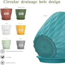 Inch Plant Pots 5 Pack, Flower Planters With Drainage Holes And Trays, Plastic Pots Indoor Outdoor Plants, White - 彩色 + 7+6.5+6+5.5+5+4.5+4英寸 - 查看 4
