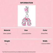 Valentine's Day DIY Silver Plated Ballet Charms Butterfly Bicycle Bow Enamel Crystal Pendants For Bracelet Necklace Romantic Cute Jewelry Making Accessories - Silver - View 13