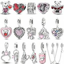 1 Mặt dây chuyền hình nơ, hoa hồng, sô cô la, gấu, trái tim màu bạc lấp lánh đính đá Cubic Zirconia, thích hợp cho bộ sưu tập trang sức ngày Valentine lãng mạn, phù hợp với vòng tay, dây chuyền, hạt trang sức tự làm cho nữ và bé gái, quà tặng ngày Valentine, kỷ niệm. - Bạc - Xem 12