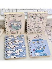 4pcs/Set Light Blue Cartoon Spiral Notebook Portable Coil Notebook Student Classroom Notes/Daily Handbooks Girl Heart Stationery New Year's Gift, Valentine's Day Gift, Easter Gift (Stochastic Style) - Multicolor - View 7