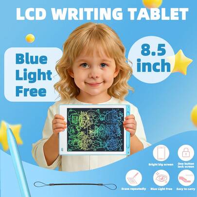 RSP Back To School Essential Blue 3 Sizes 12/10/8.5 Inch Kids LCD Writing Tablet, Erasable, With Hanging Strap & Stylus Pen