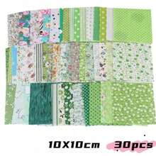30/50片4x4英寸彩色方块布料，DIY手工材料，拼布绗缝布料，多种图案，适用于缝纫、DIY艺术、剪贴簿、绗缝、枕头、宠物服装、配饰等。 - 彩色 - 查看 12