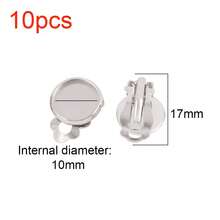 10 piezas de clips de oreja redondos de acero inoxidable, suministros para hacer joyas con ganchos de clip hechos a mano para cabujones y botones de 8-16 mm - Clip de oreja de disco redondo n.° 10 - Ver 12