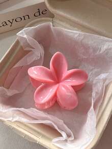 6个/1个 4.33英寸/11厘米 粉色心形芙蓉花发夹，轻巧塑料发饰，适合日常、休闲、派对、海滩、马尾辫、发髻、洗脸/洗头、化妆、搭配服装，优雅女士爪夹发夹 - 彩色 - 查看 3