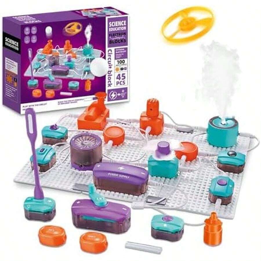 Kits de Ciencia para Niños, EASYTAO Juego de Circuitos Electrónicos DIY con 45 Bloques de Circuitos, 101 Experimentos para Aprender sobre Electricidad, Juguetes Educativos Stem, Regalo para Navidad - Edición Clásica - Ver 1